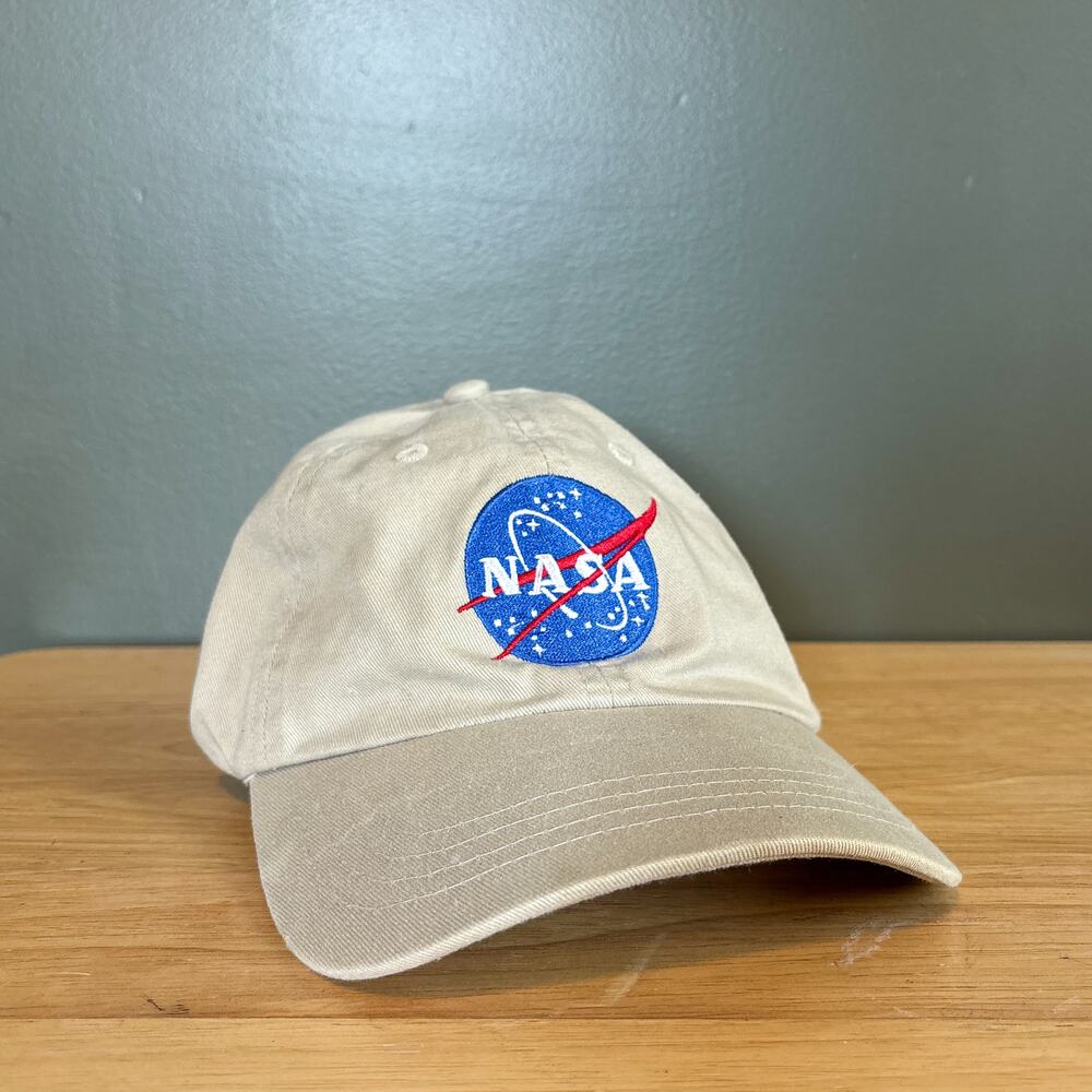NASA Meatball Logo Khaki Tan Embroidered Adjustable Strapback Dad Hat